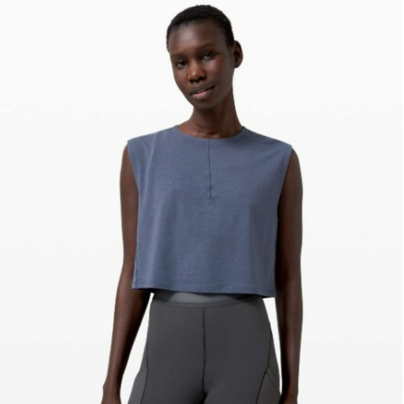 Lululemon blue crop tank top athleisure workout top size small - Picture 1 of 6